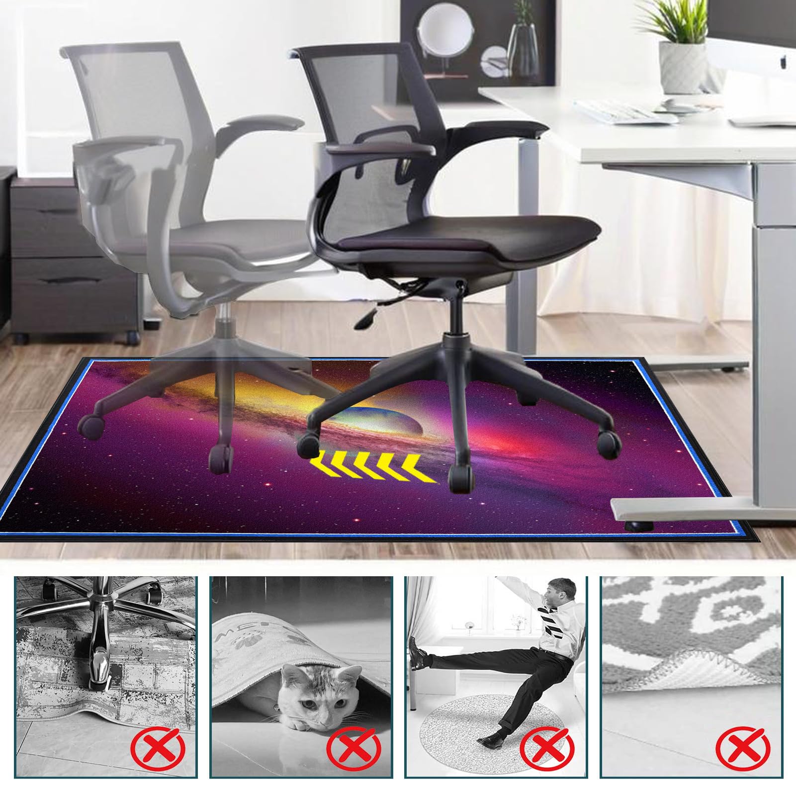 Mata do krzesła biurowego do gier 100 x 140 cm mata na krzesło biurowe antypoślizgowa twarda podłoga mata podłogowa, mata do siedzenia z kołami, do parkietu i płytek