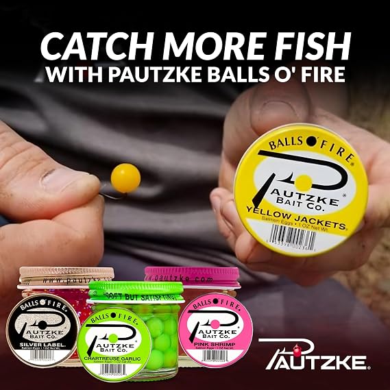 Pautzke Balls O' Fire Salmon Eggs Bait - Real Salmon Eggs for Trout Fishing, Soft Fish Eggs for Salmon Fishing, Can Be Used as Single Egg Salmon Bait or Salmon Egg Sacks