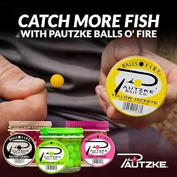 Pautzke Balls O' Fire Salmon Eggs Bait - Real Salmon Eggs for Trout Fishing, Soft Fish Eggs for Salmon Fishing, Can Be Used as Single Egg Salmon Bait or Salmon Egg Sacks