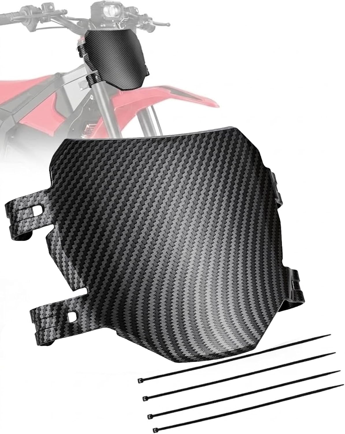 JFG RACING Front Number Plate for Electric Dirt Bike,Universal Plate Replacement for Surron LBX/Tutti Soleil 01/Talaria Sting MX3 R MX4 MX5 Pro/E Ride Pro/X160/X260-Imitation Carbon Fiber