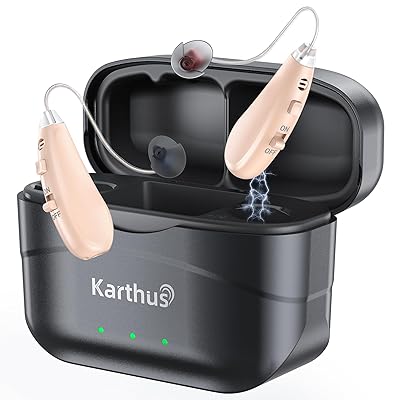 Karthus Hearing Aids, Rechargeable Hearing Aids for Seniors with Hearing Loss, Noise Cancelling & Clear Sound, Comfort & Invisible, 100H Long Battery, 7 Level Volume, One-Button Operation, Skin