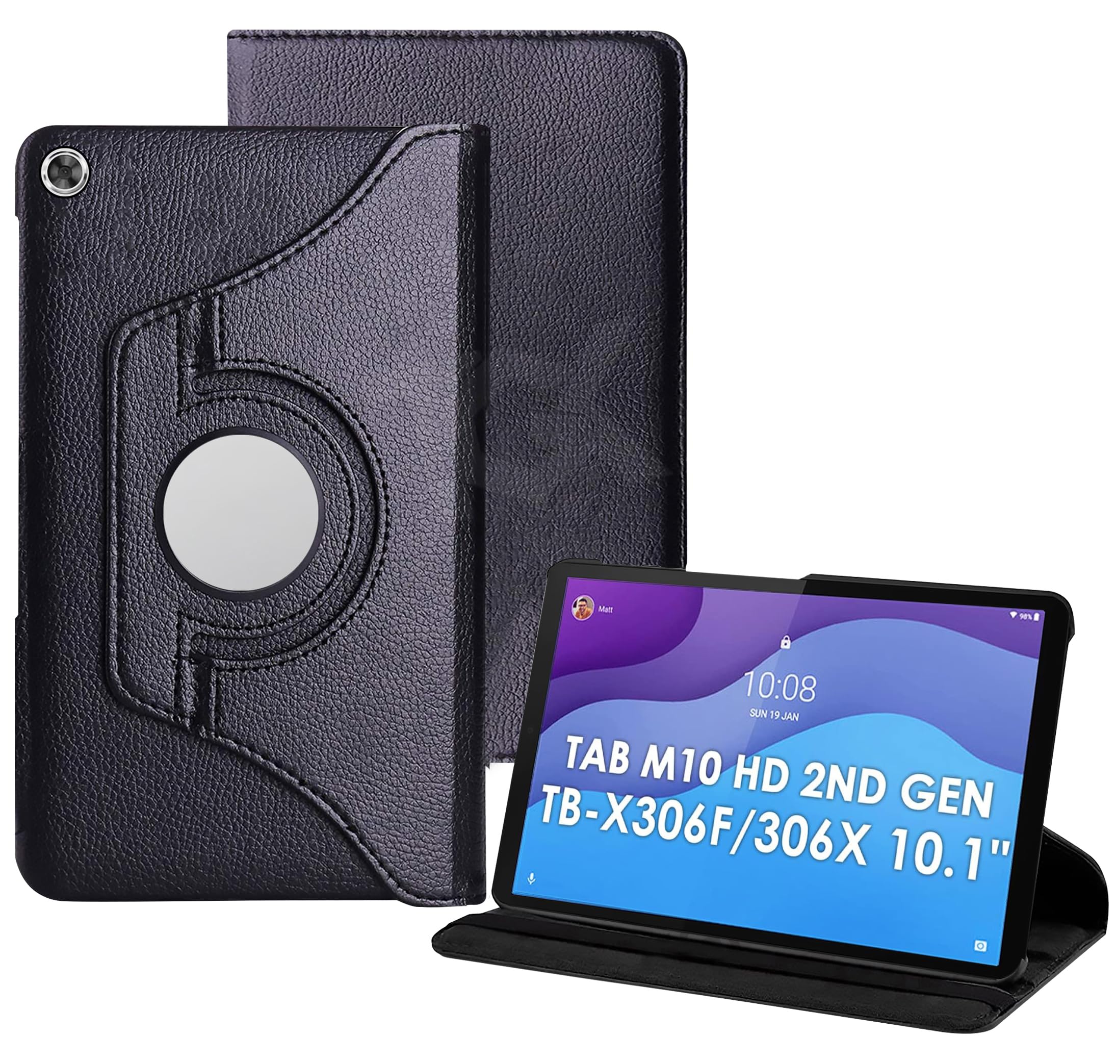 TGK Rotating Cover for Lenovo Tab M10 HD 2nd Gen TB-X306X / Smart Tab M10 HD 2nd Gen TB-X306F (Black) 360 Degree Leather Smart Rotary Swivel Stand Case (B09CGQT2H5) Amazon Price History, Amazon Price Tracker