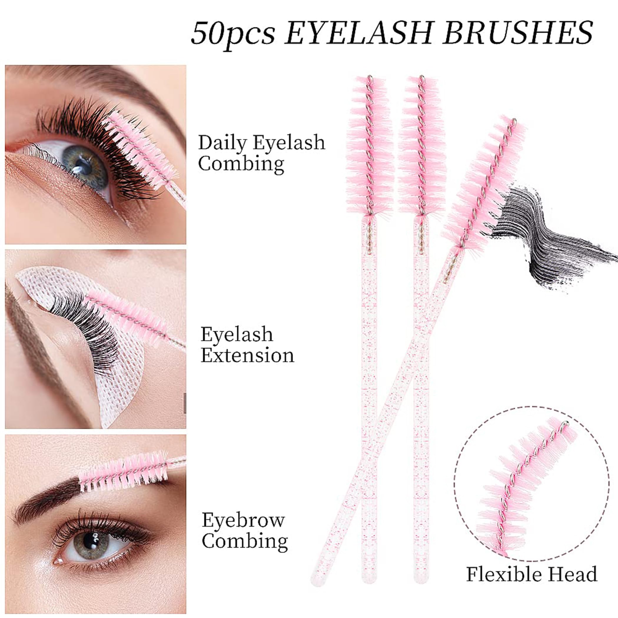 BUYBLIFE 200pcs Disposable Mascara Wands Lip Applicator Makeup Brush Sets - Image 3