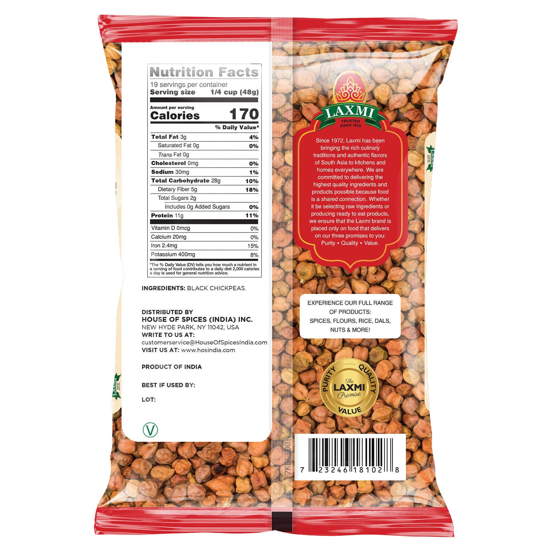 Amazon.com : Laxmi Kala Chana Black Chickpeas - Whole Chana, 2