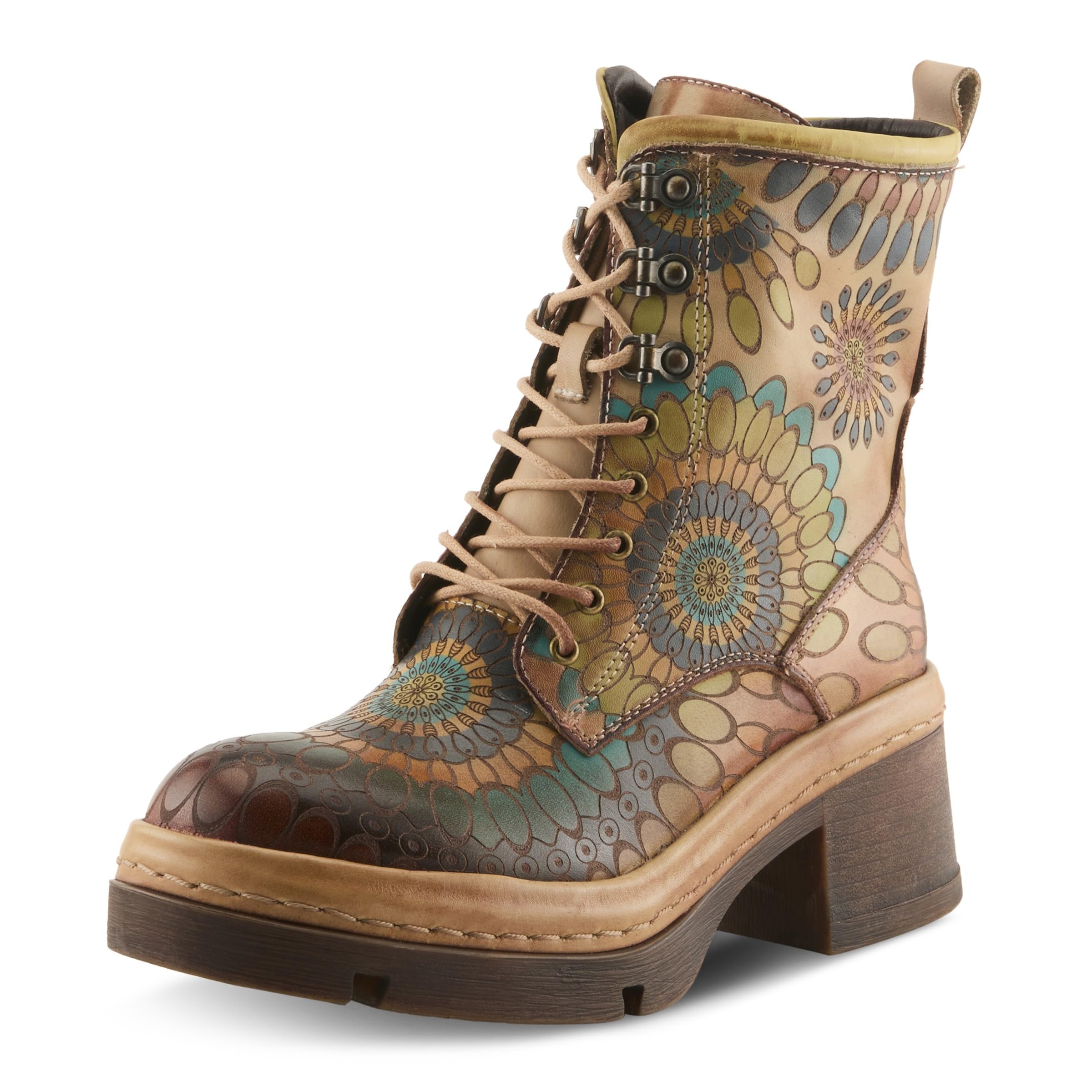 Spring Step L'Artiste Carnivale Booties | Hand-Painted Leather Ankle Boots with Lace-Up Design