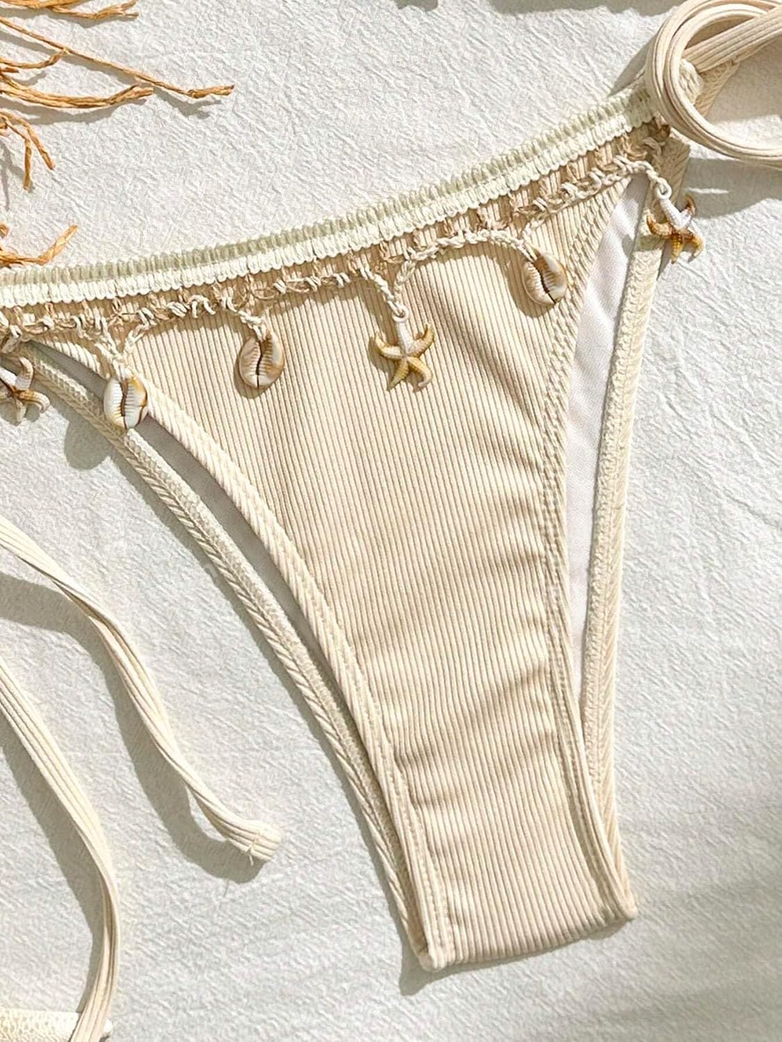 Women's Shell Decoration Boho Bathing Suit Halter High Waist Summer Swimsuit Bikinis Set - Image 5