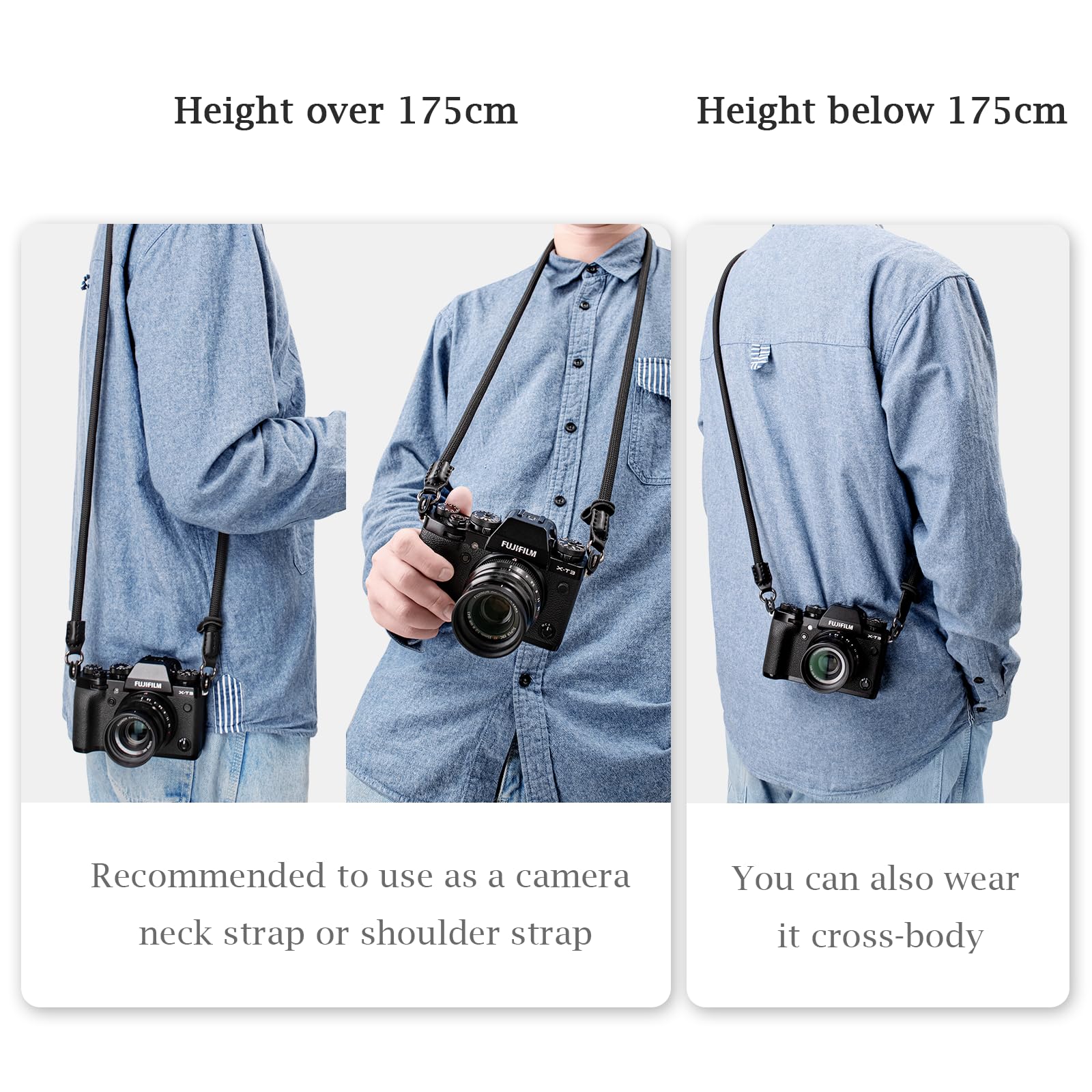 VOVMOEYA Camera Strap,Camera Neck Strap shoulder strap for Fujifilm XS20 XT5 XH2S Nikon Zf Z8 Z30 Canon EOS R6 R7 R8 R10 R50 Sony A6400 A6700 A7C II A7IV Camera Strap Rope - Image 4