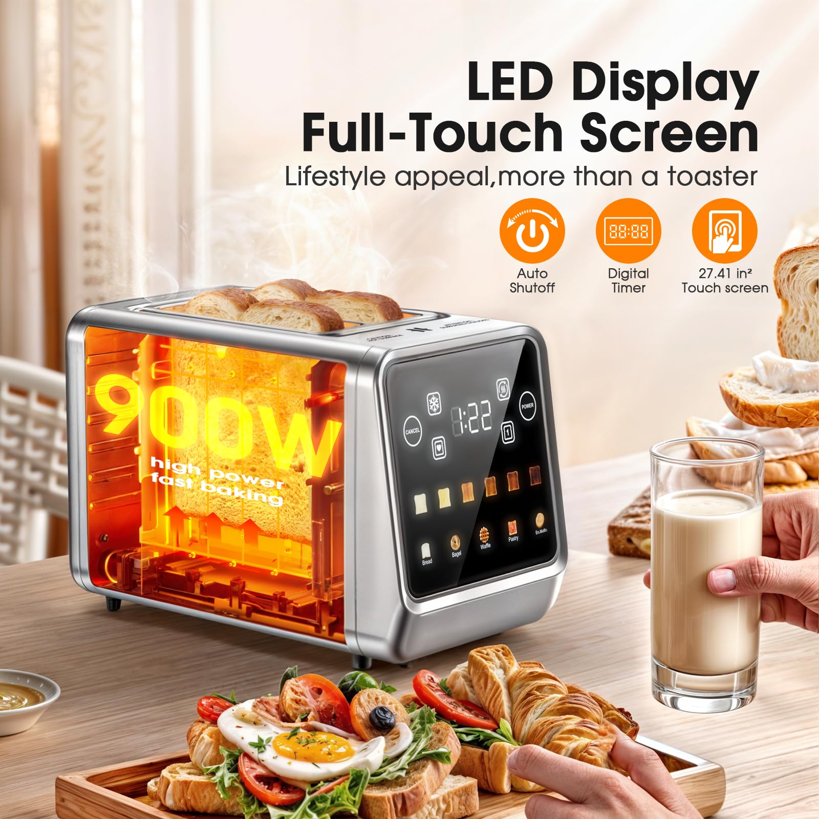 Touch Screen Toaster 2-Slice with 1.5