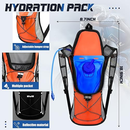 Miniatura 3 de Paquete de 2 mochilas de hidratación con vejiga de agua de 2 litros, mochila de senderismo con vejiga de hidratación, mochila de agua, bolsa de