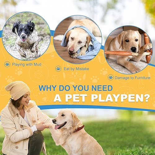 Miniatura 2 de Corralito para perros para interiores, corralito de juego para cachorros para interiores y exteriores, valla de metal de 8 paneles con puertas,