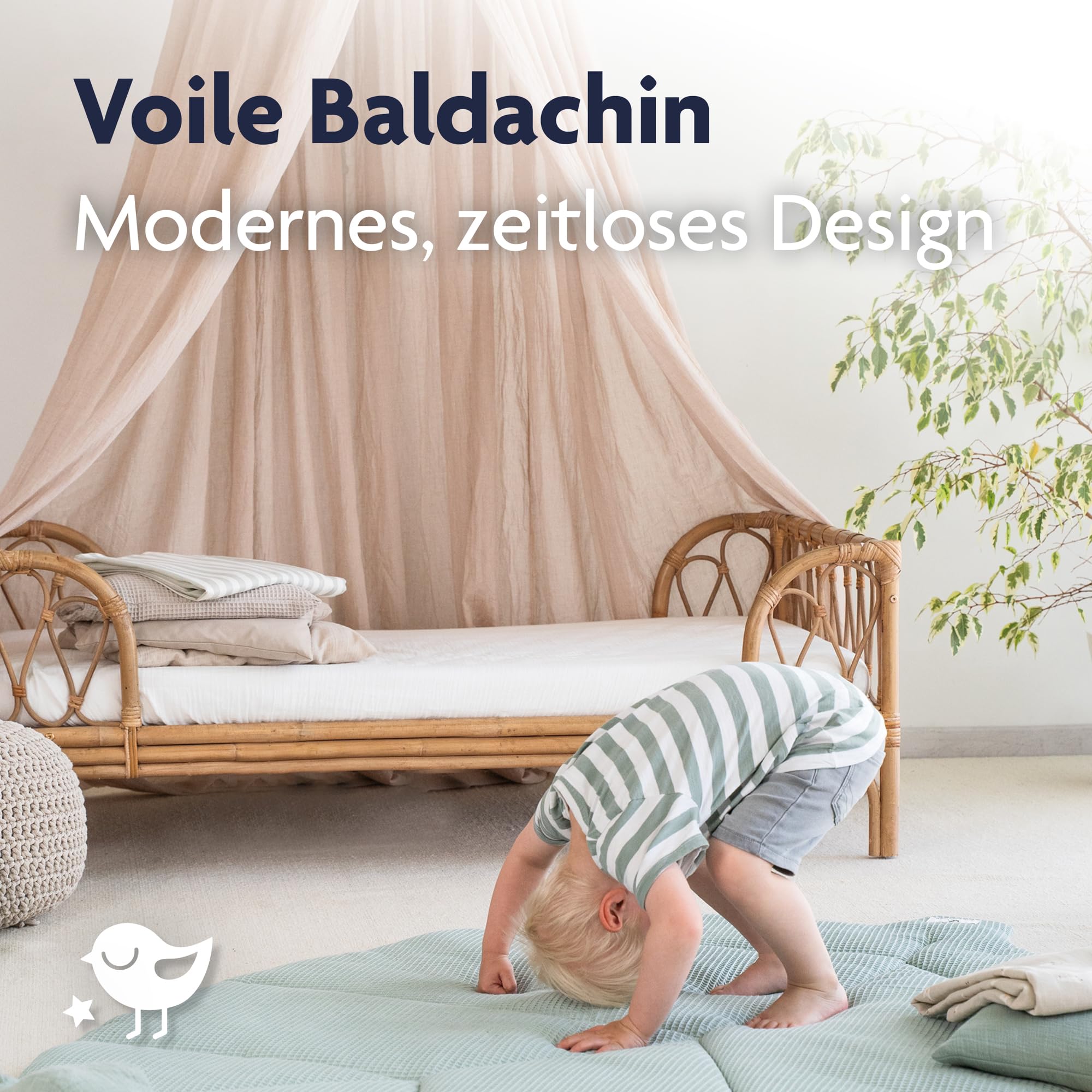 Julius Zöllner Baldachin aus Voile Ø55 cm – für Babybett & Kinderbett – Kinderzimmer Deko – Sand