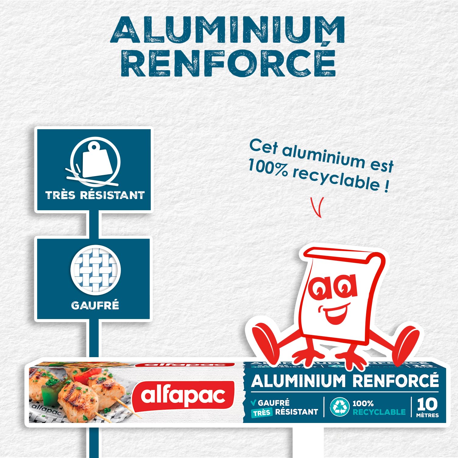ALFAPAC - Carta in alluminio goffrato, 10 m, 1 pezzo