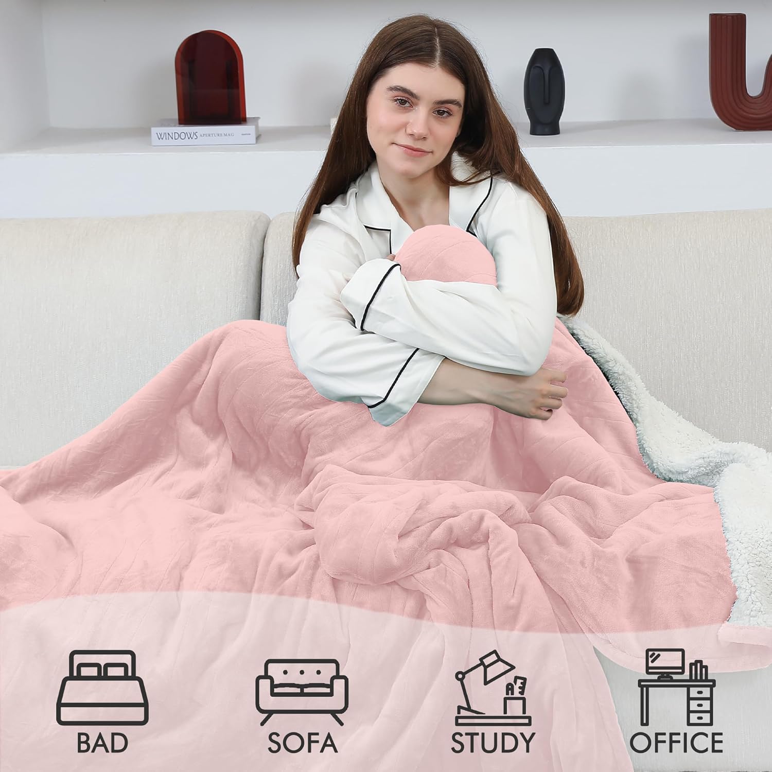 Electric Heated Blanket Twin Size, 62"x84" Electric Throw Blanket with ETL & FCC Certification, Fast Heating Blanket with 5 temperatures & 10 Hours Auto Off, Machine Washable, Candy Pink - Image 4