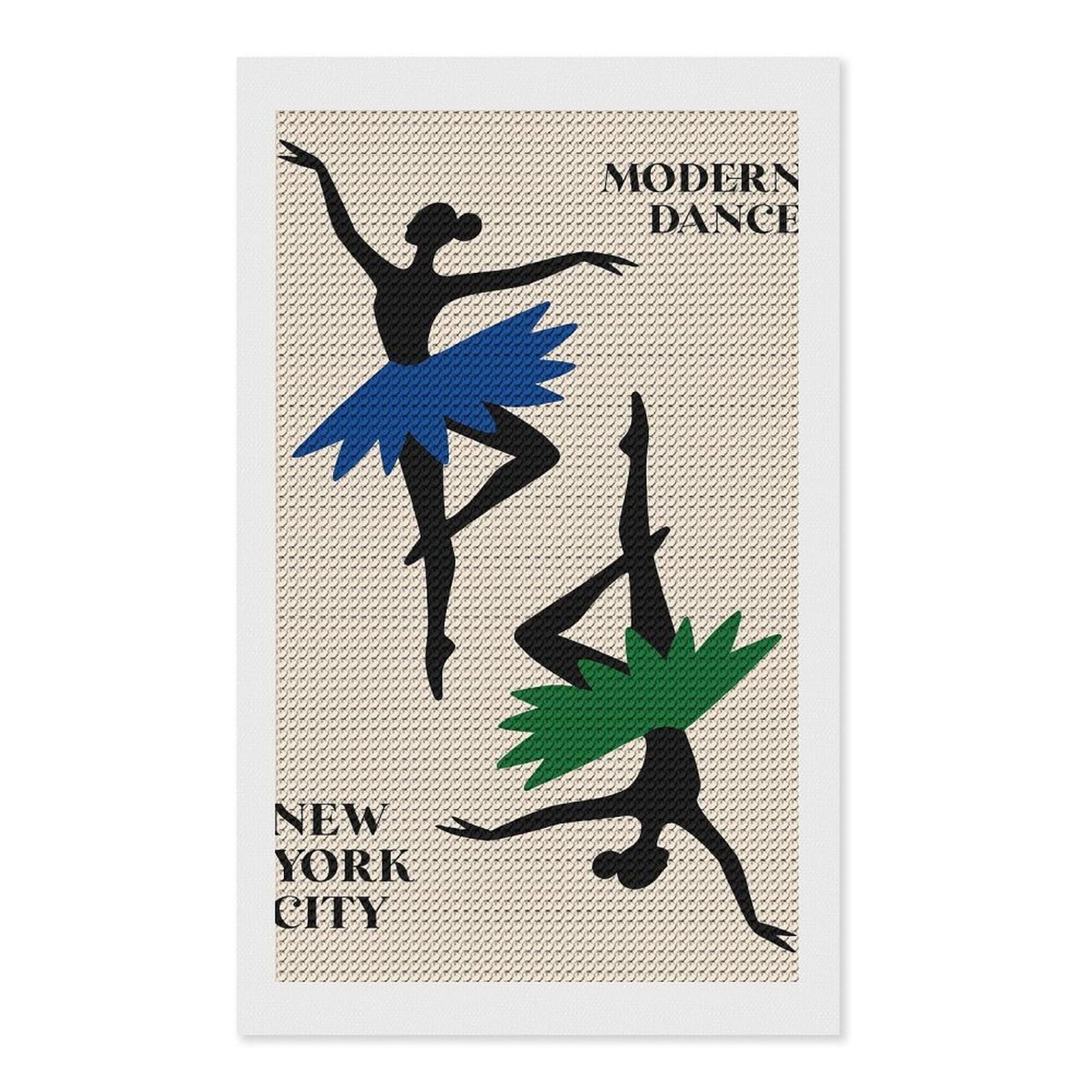 Junmoney Modern Dance Ballet Diamond Painting Set 12"x20", Stress Relief Craft, Easy to Enjoy, Vintage Style Decor, Festive Craft Gift