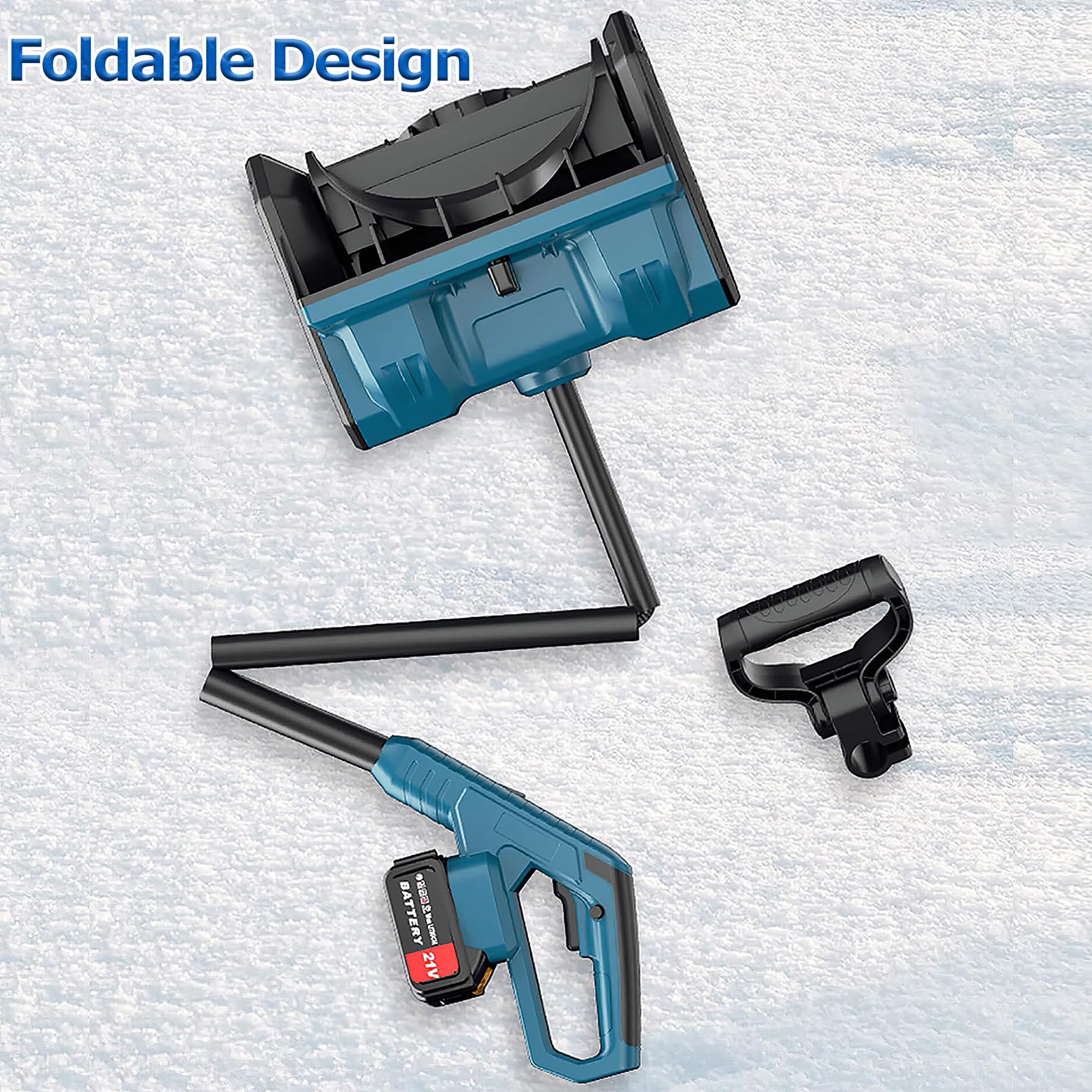 Souffleuse À Neige sans Fil, Souffleuse À Neige Électrique 650 W, Balayeuse À Neige Pliable 33 000 TR/Min, Largeur de Déneigement de 30 CM, Distance de Projection de 8 M Et Interrupteur de Sécurité