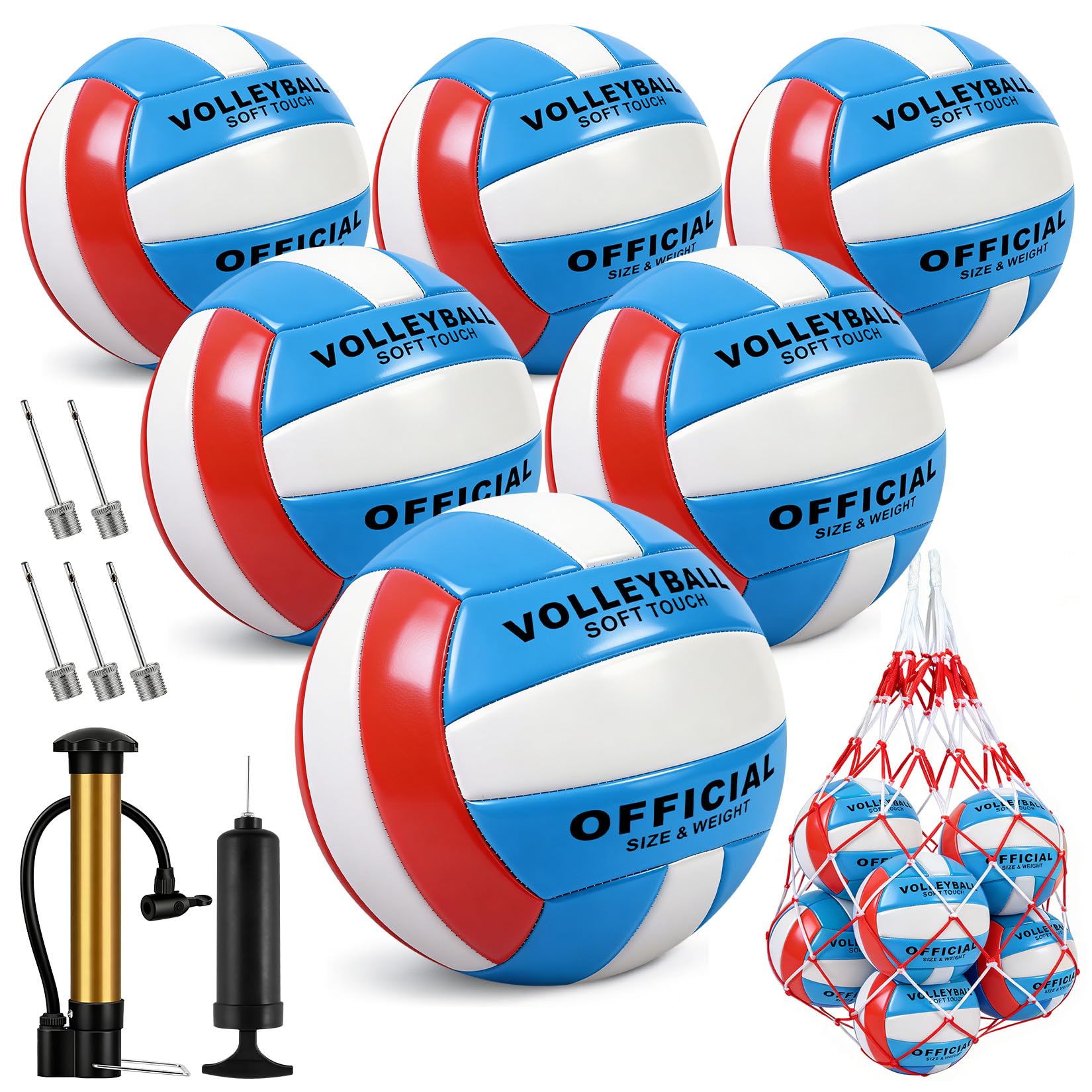 Volleybälle, offizielle Größe 5, wasserdicht, weich, für drinnen und draußen, Strand, Pool, Wasser, Sand, Spiel, Training, Match für Anfänger, Teenager, 6 Stück