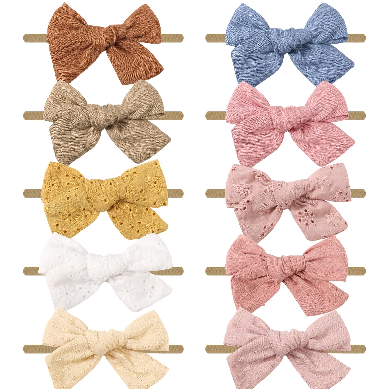DRESHOW 10 Stück Baby Haarband Baby Stirnbänder Baby Mädchen Nylon Stirnband Neugeborene Kleinkinder Haarbänder und Bögen Kinder Haarschmuck