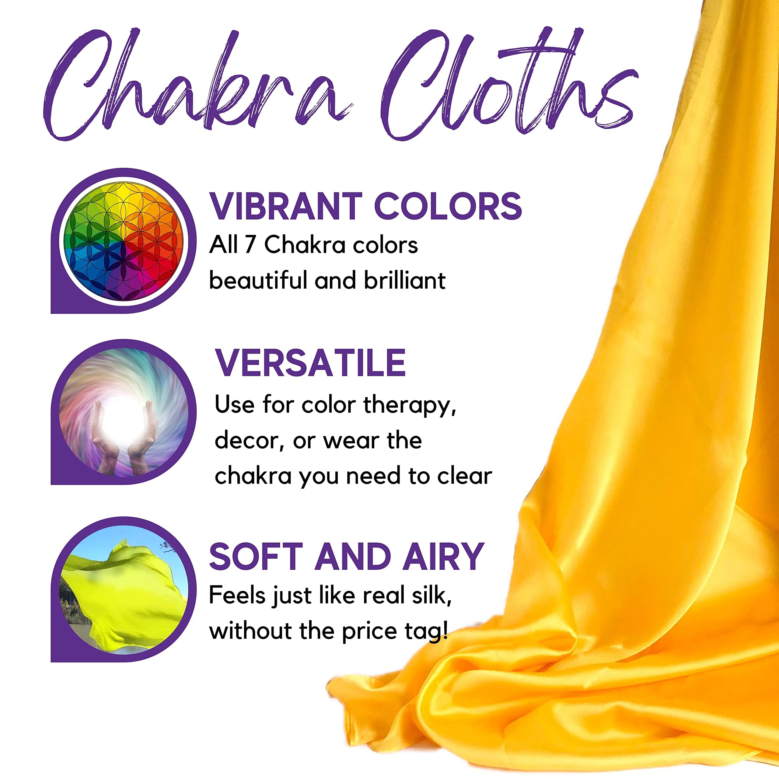 Set of 7 Chakra Balancing Color Therapy Silks - Chromotherapy
