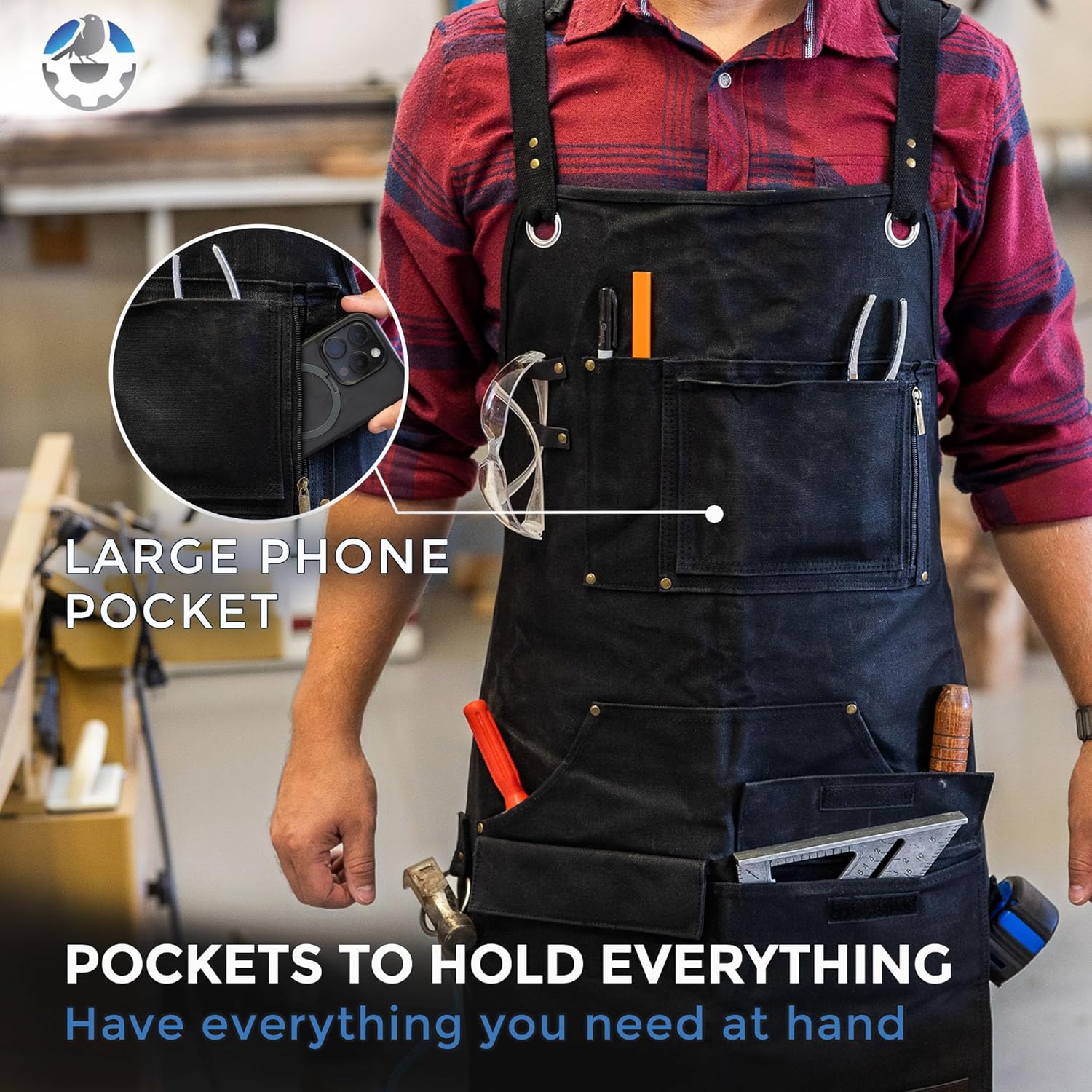 16oz Heavy Duty Waxed Canvas Work Apron - Rugged & Water-Resistant, for all Tough Jobs - Image 4
