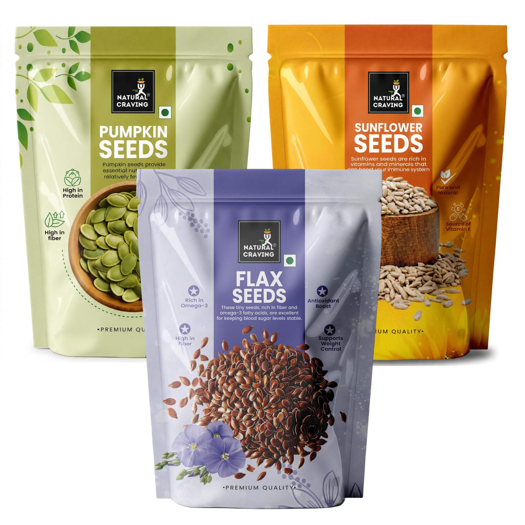 Natural Craving Super Seeds Combo Pack 400g | Sunflower, Pumpkin, Chia & Watermelon Seeds(Small Size) | Nutrient Rich | Perfect for Snacking, Smoothies & Salads(100g Each) — Amazon image 11