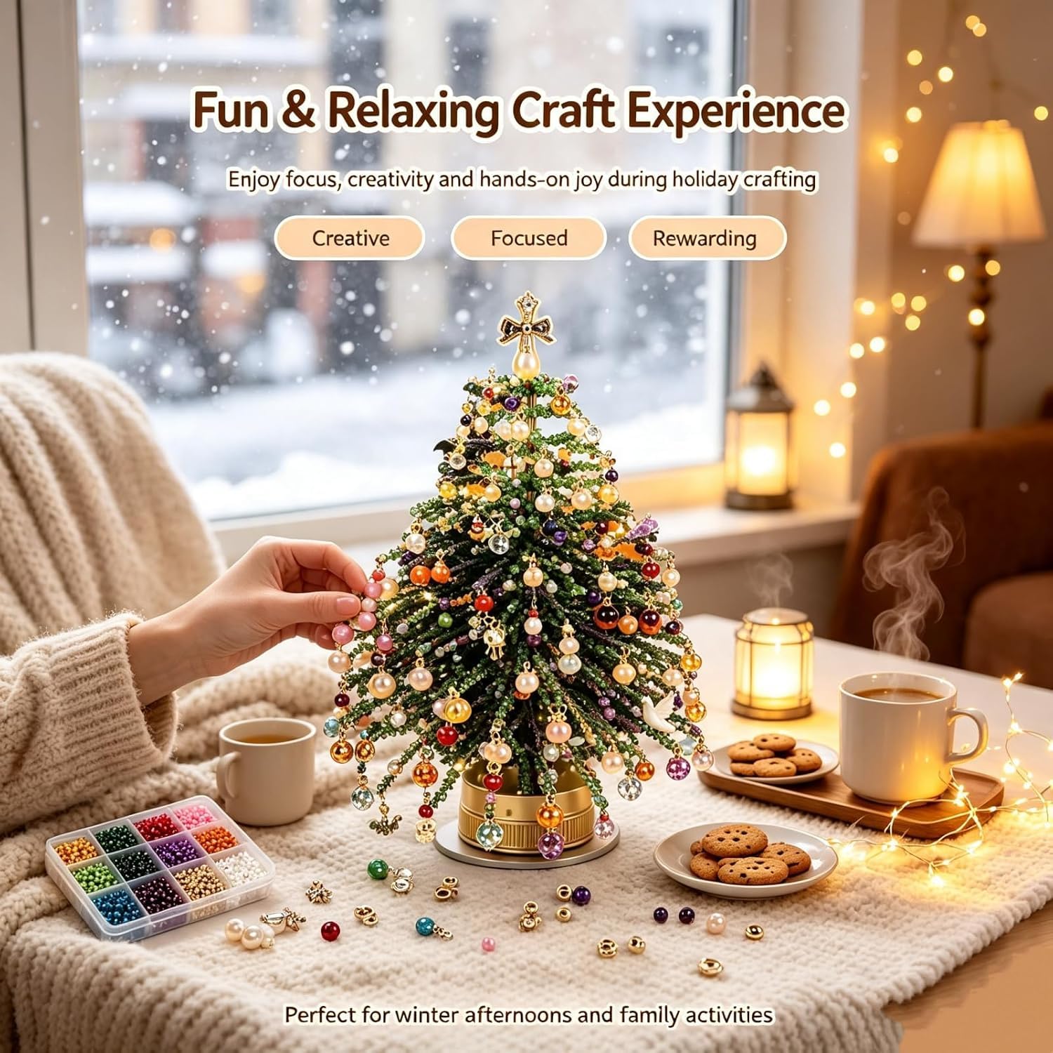 Kit Sapin de Noël en Perles DIY, Coffret Loisirs Créatifs de Noël