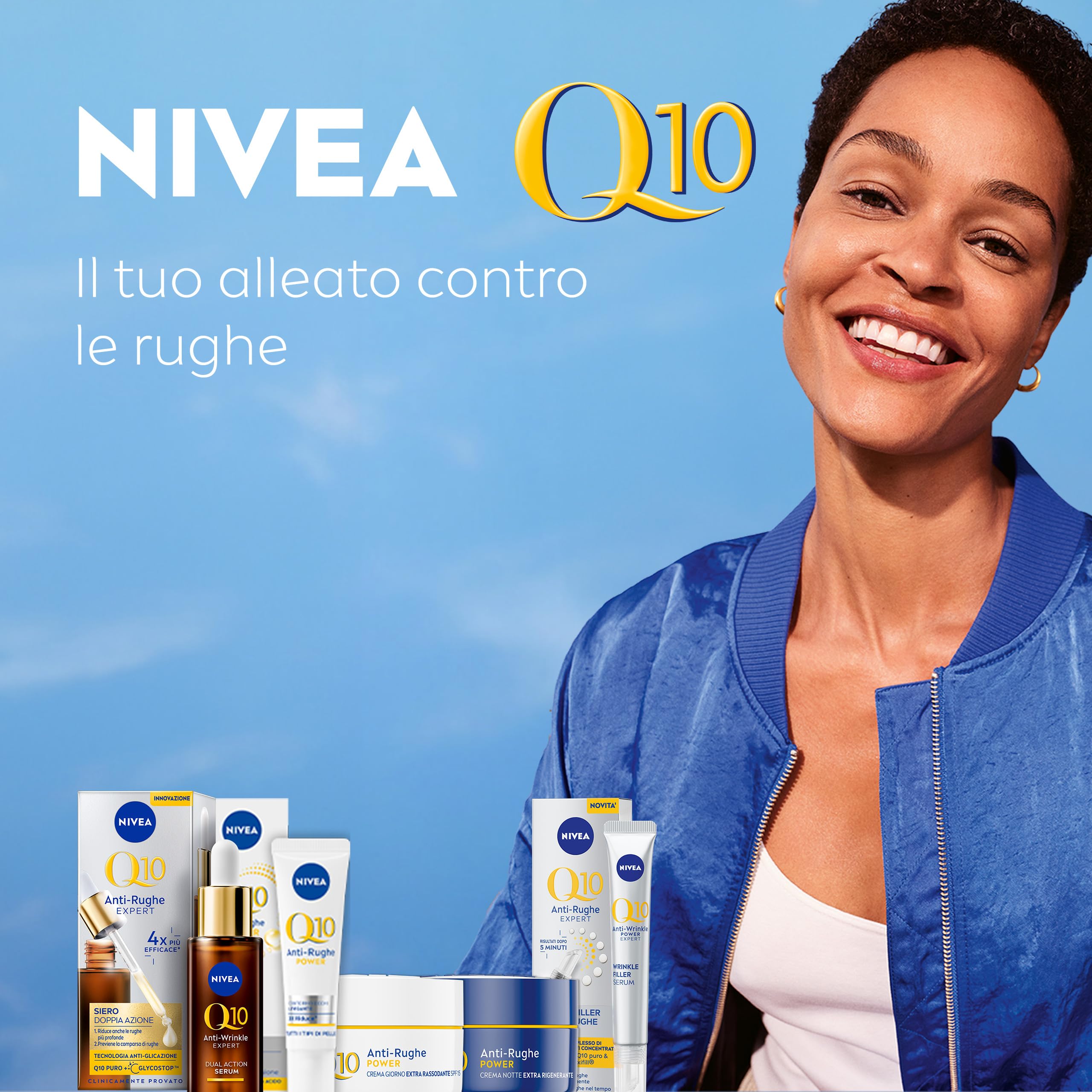 NIVEA Q10 Cofanetto, Set Skincare con Crema Viso Antirughe Giorno Extra Rassodante SPF15 50 ml, Contorno Occhi Levigante 15 ml e Siero Viso Doppia Azione 30 ml – Kit Esclusiva Amazon