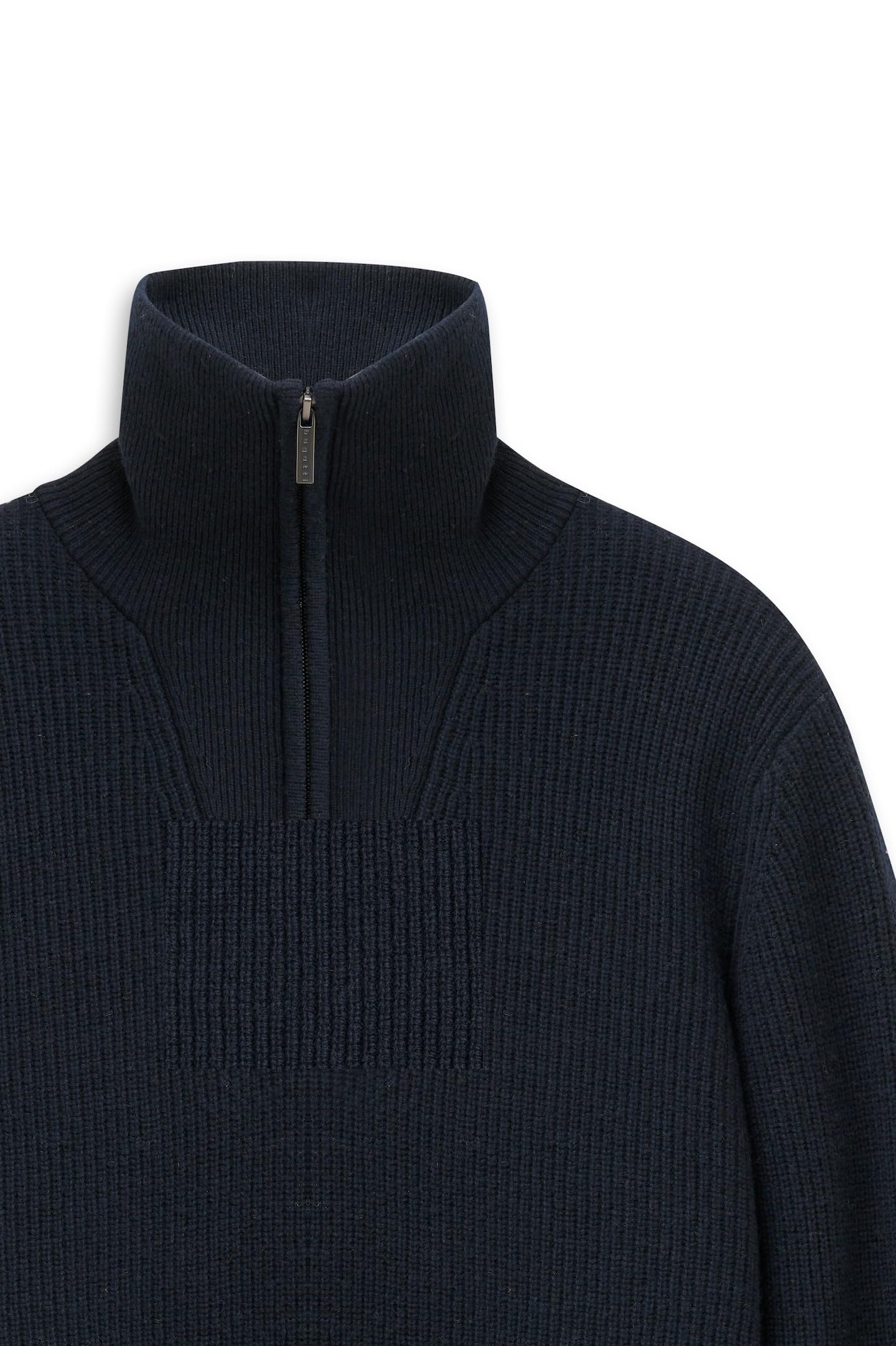 bugatti Herren Troyer 7500-85566D | Regular Fit Ripp-Struktur hoher Stehkragen kurzer Reißverschluss warm elegant casual