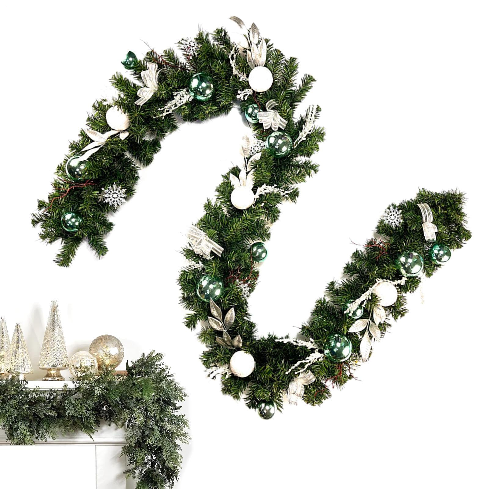 Guirlande de Noël sans perte d'aiguilles, 2,7 m pour cheminée et rotin
