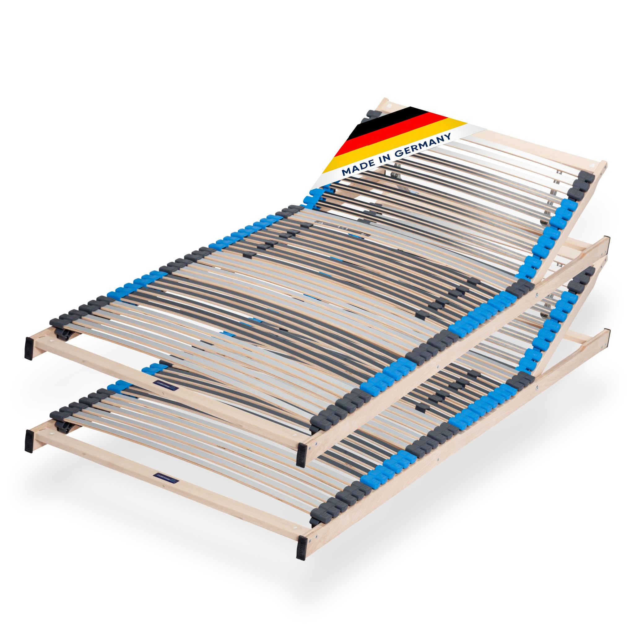CubeSleep 2 STK. 7-Zonen Lattenrost Pure Eco KF 42-Leisten 90x200cm | Kopfteil verstellbar | Made In Germany | GS Zertifiziert – geprüfte Sicherheit (Doppelpack 90 x 200 cm)
