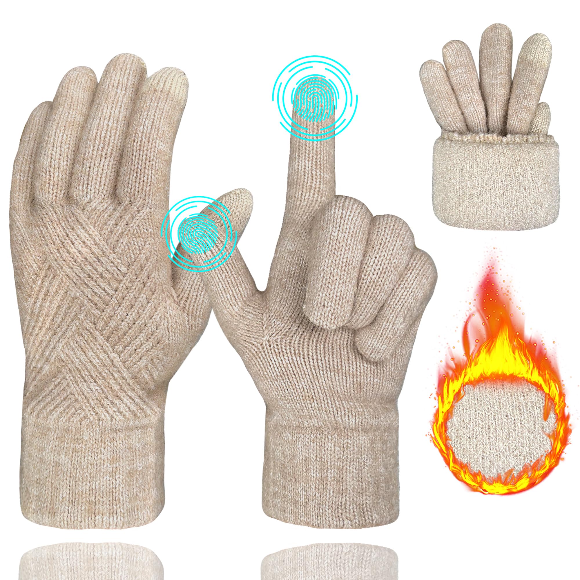 3 Paia Di Guanti Invernali Termici Donna - Touch Screen, Con Fodera In Pile, Morbidi - Per Guida, Sci, Corsa - 4