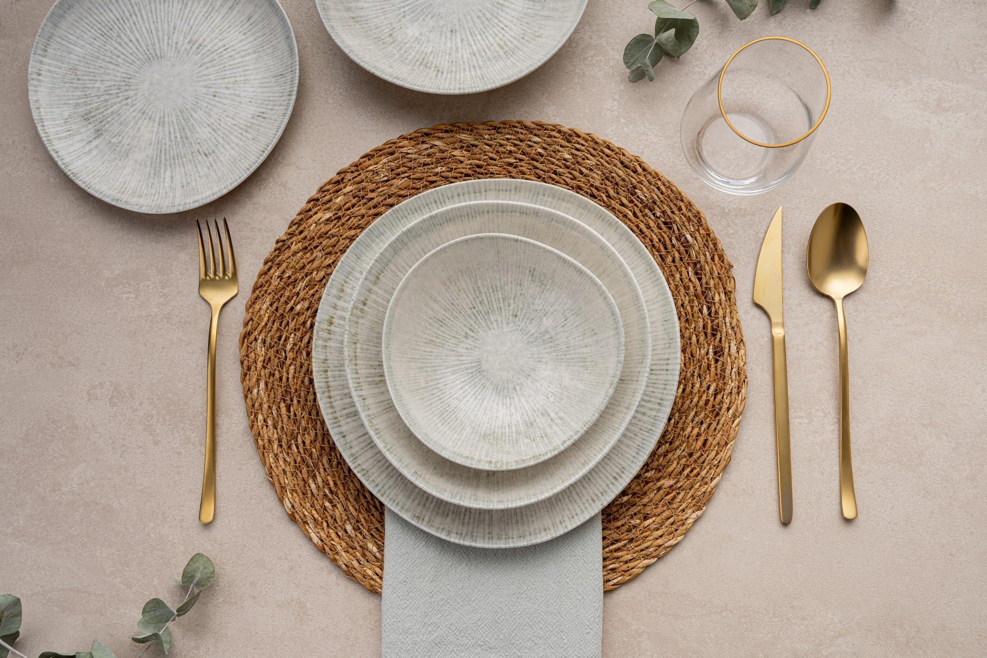 Elegante juego de cena de 24 piezas, 100% porcelana, incluye platos de servicio, bolos, platos de postre, apto para lavavajillas y microondas, perfecto para cualquier ocasión