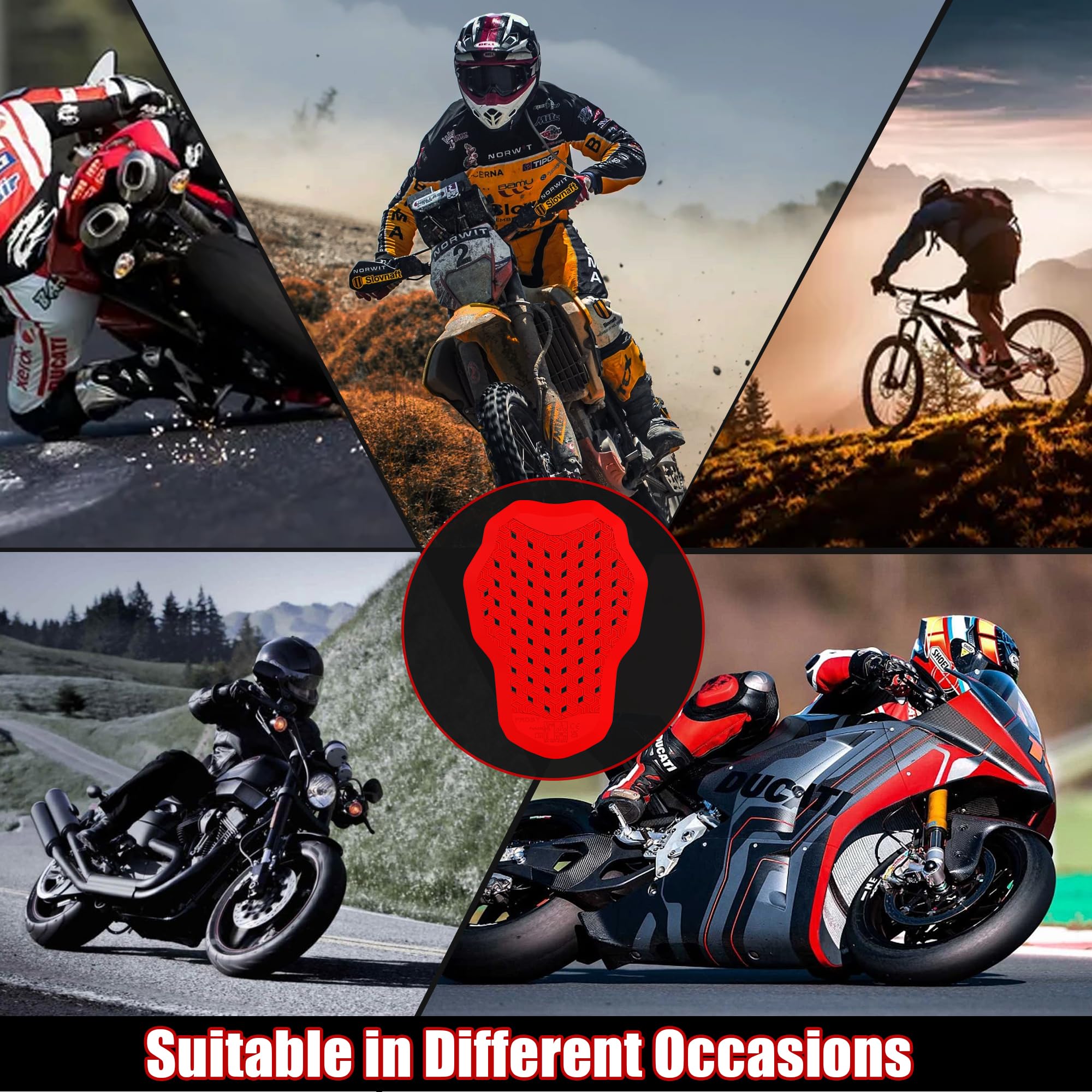 Almohadilla protectora de espalda aprobada por la CE Nivel 2, almohadilla protectora de repuesto para chaqueta de motocicleta para hombres y mujeres.