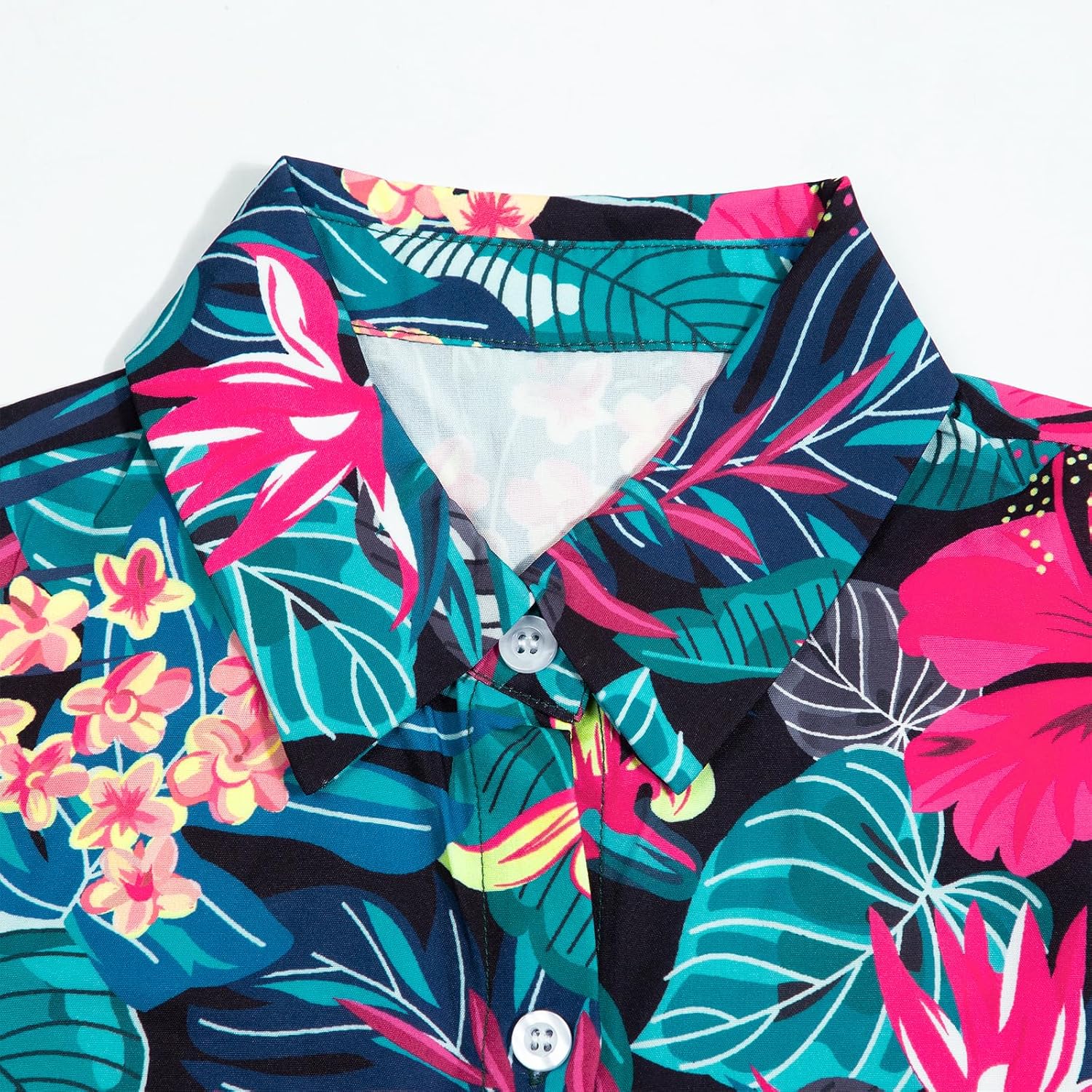 Boy Girl Hawaiian Shirt Tropical Button Down Blouse Summer Casual Beach Shirt Kid Short Sleeve Top Size 5-14 Years