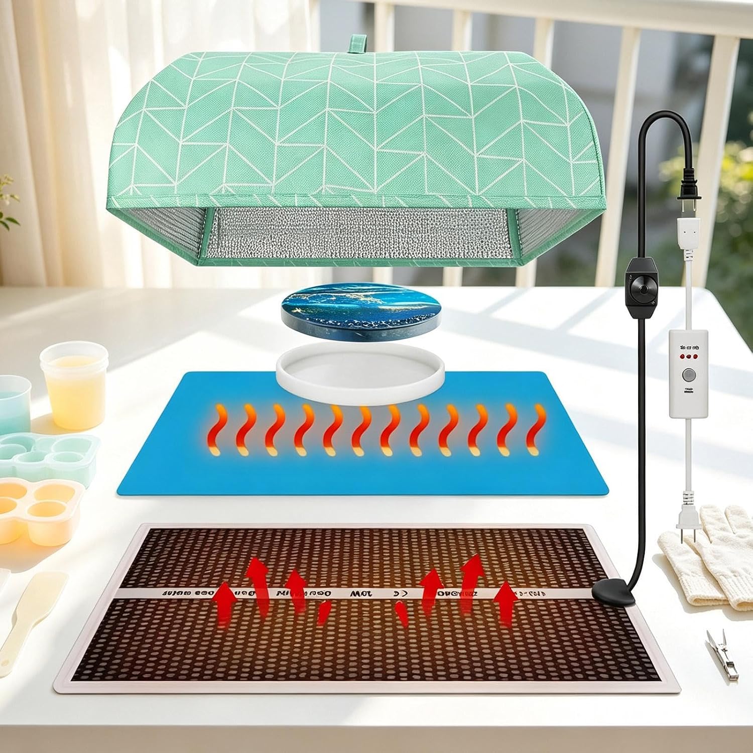 Fast Resin Curing, Smart Temperature Control, Safe Heating Pad, with