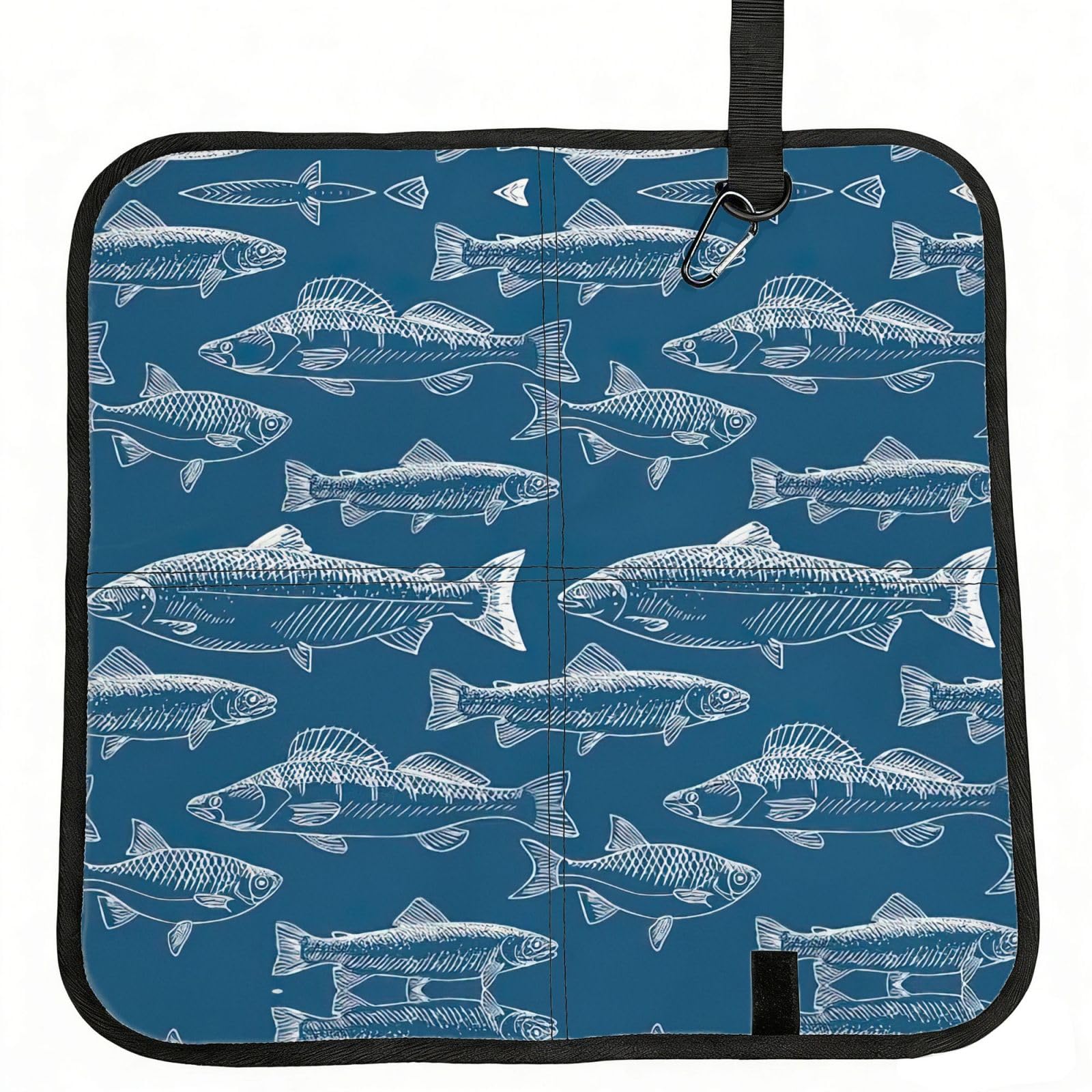 KAPPTYY Ocean Fishes Printed Bleacher Seat Cushion PE Foam Filling, Foldable Sitting Pad for Concert Stadium Events