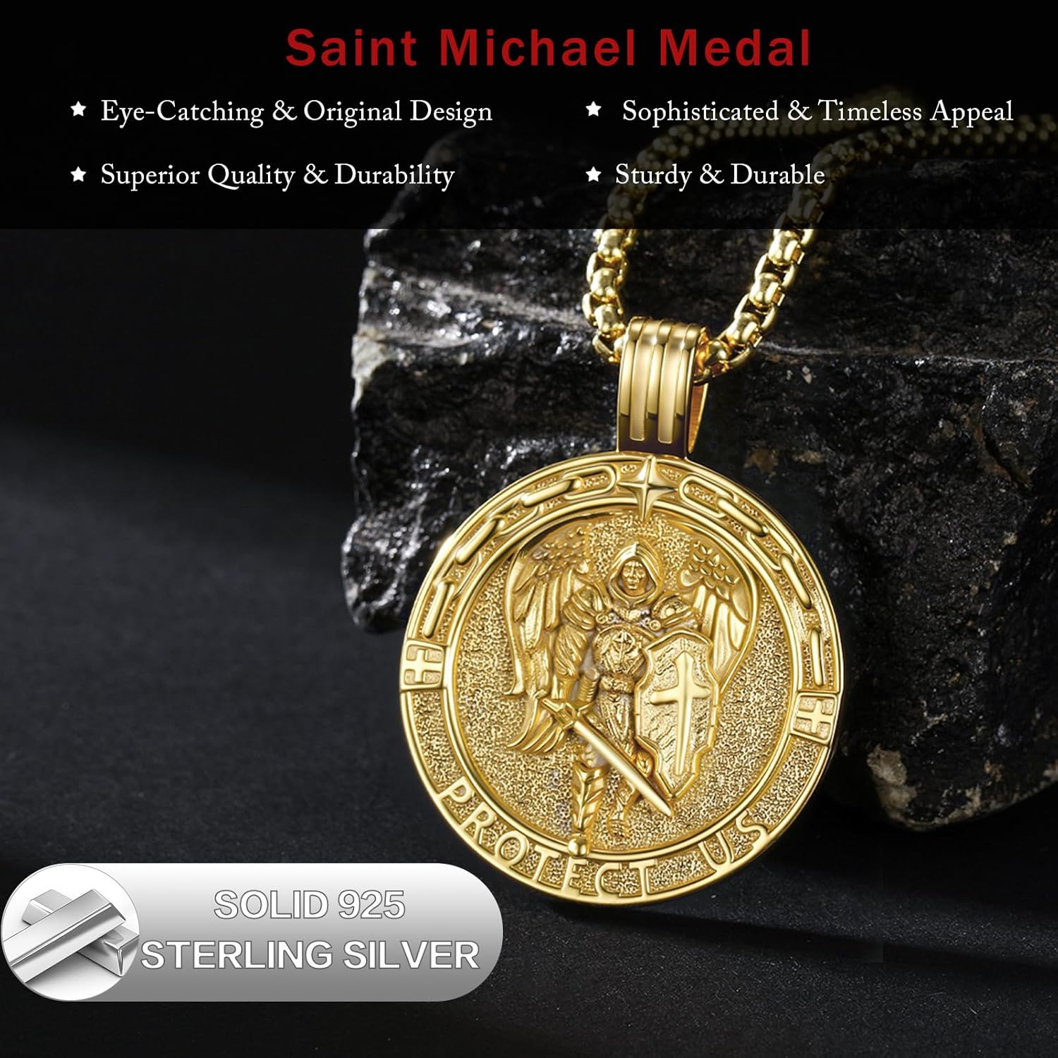 Patron Saint Medal Necklace 925 Sterling Silver Catholic Protection Pendant Religious Jewelry Gifts for Men Women - Image 2