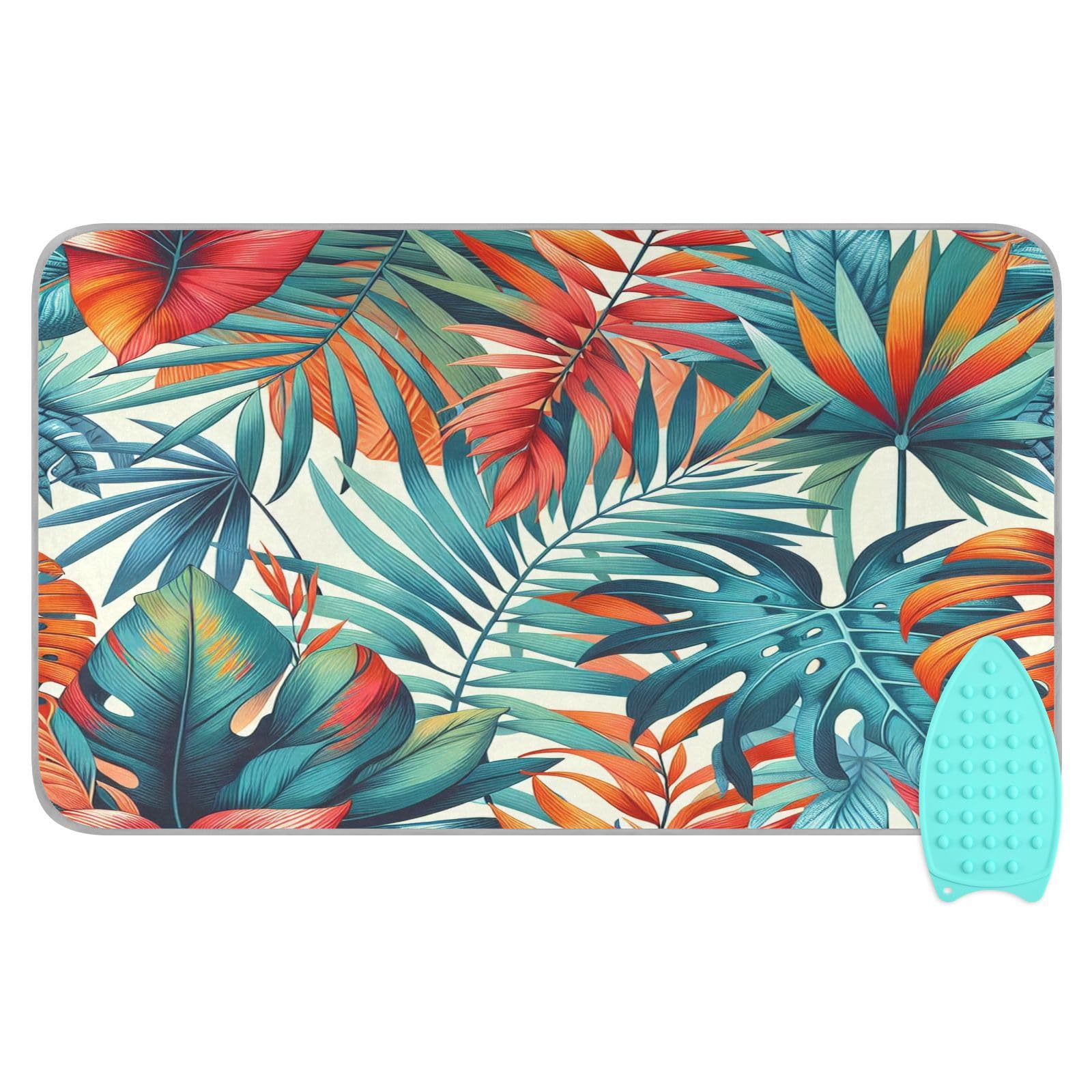 Bulletgxll Floral Tropical Palm Ironing Mat Portable Travel Ironing Pad Heat Resistant Ironing Blanket for Washer, Dryer, Table Top, Countertop, Ironing Board (27.6 x 47.2 Inches)