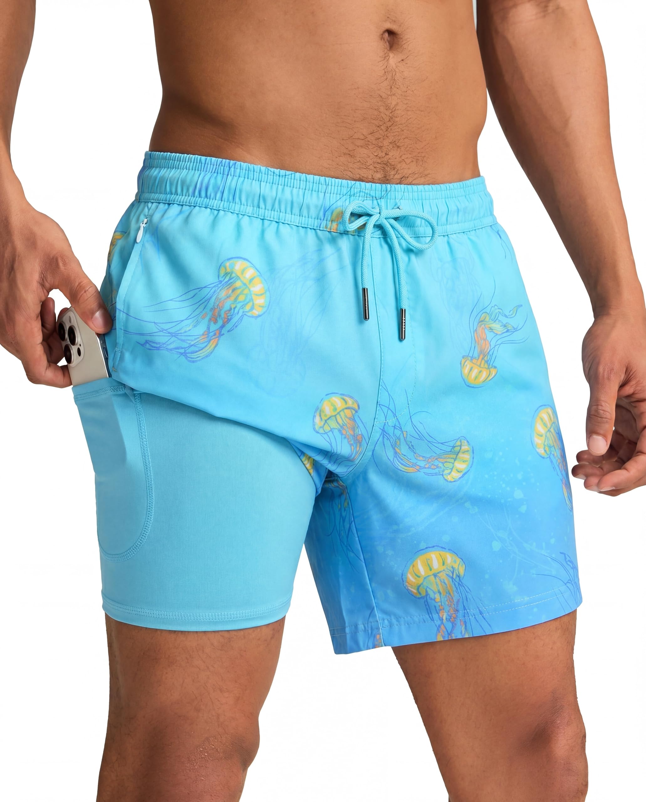 maamgic Mens Swim Trunks with Compression Liner 5 Inch Quick Dry for Beach