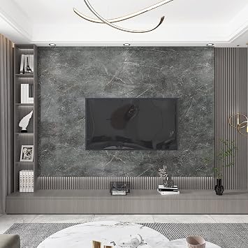 TOTIO Extra Wide Grey Marble Peel and Stick Wallpaper Smooth Thicken Dark Granite Look Furniture Sticker 31.5x157inch Waterproof Contact Paper PVC Wall Sticker Bathroom Kitchen Worktop Vinyl Covering