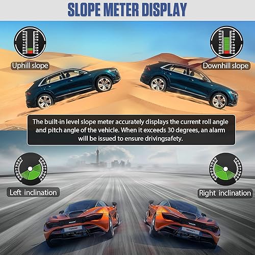 Miniatura 4 de MOTOCOCHE Inclinómetro digital de coche GPS para vehículos todoterreno, pantalla principal DC 10-30v multifuncional vehículo Clinómetro digital con