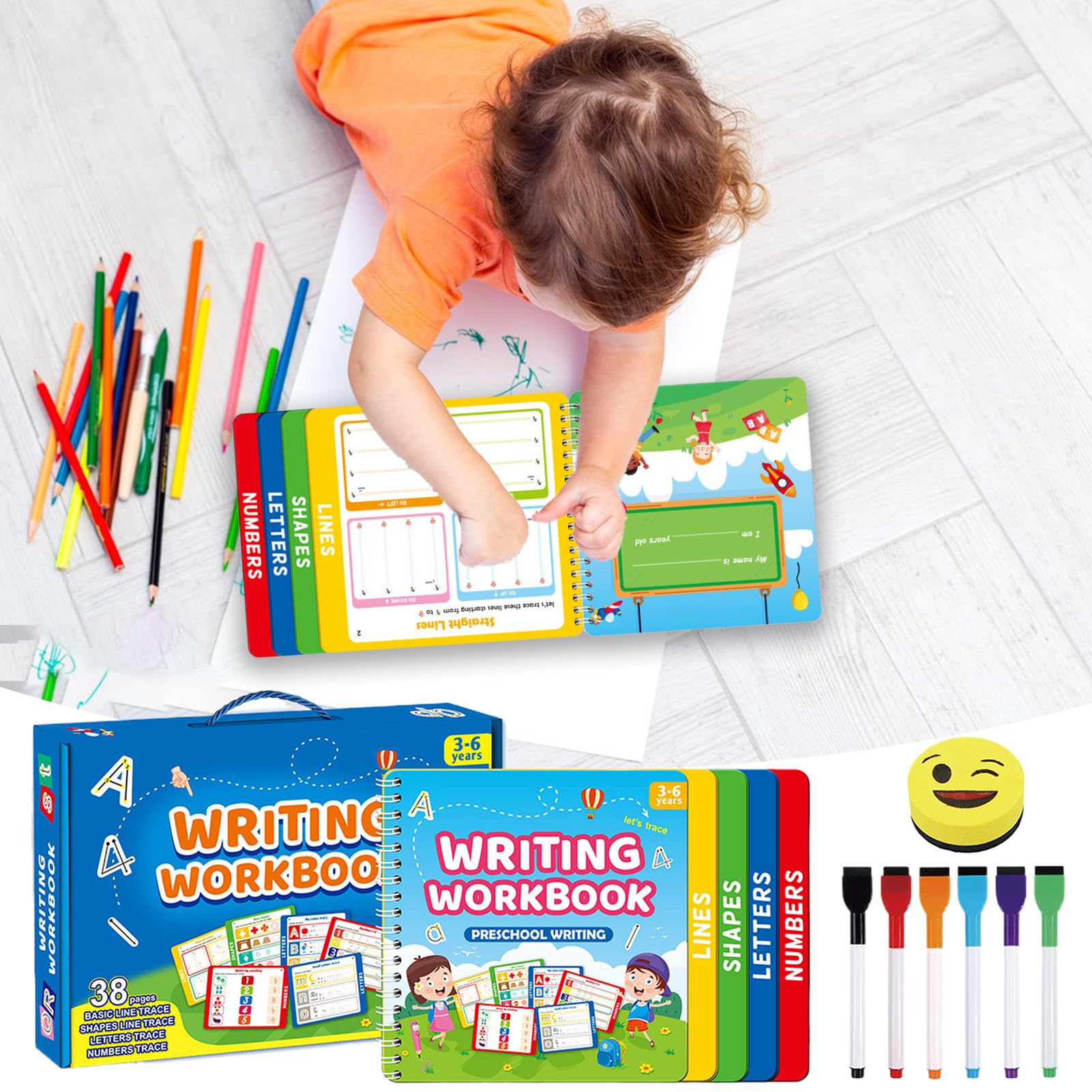Libri Da Tracciare Per Bambini Quaderno Scrittura Cancellabile | Libro Traccia Lettere e Scrittura dei Bambini Ragazzi Ragazze Prescolari Scuola Materna Scuola Aula
