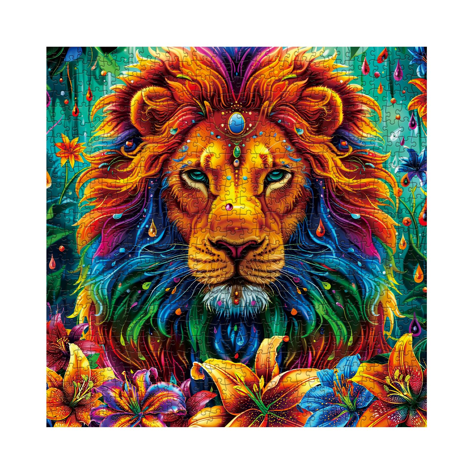 Amazon.com: Larkipuzz Colorful Lion King Flower Jigsaw Puzzle 1000