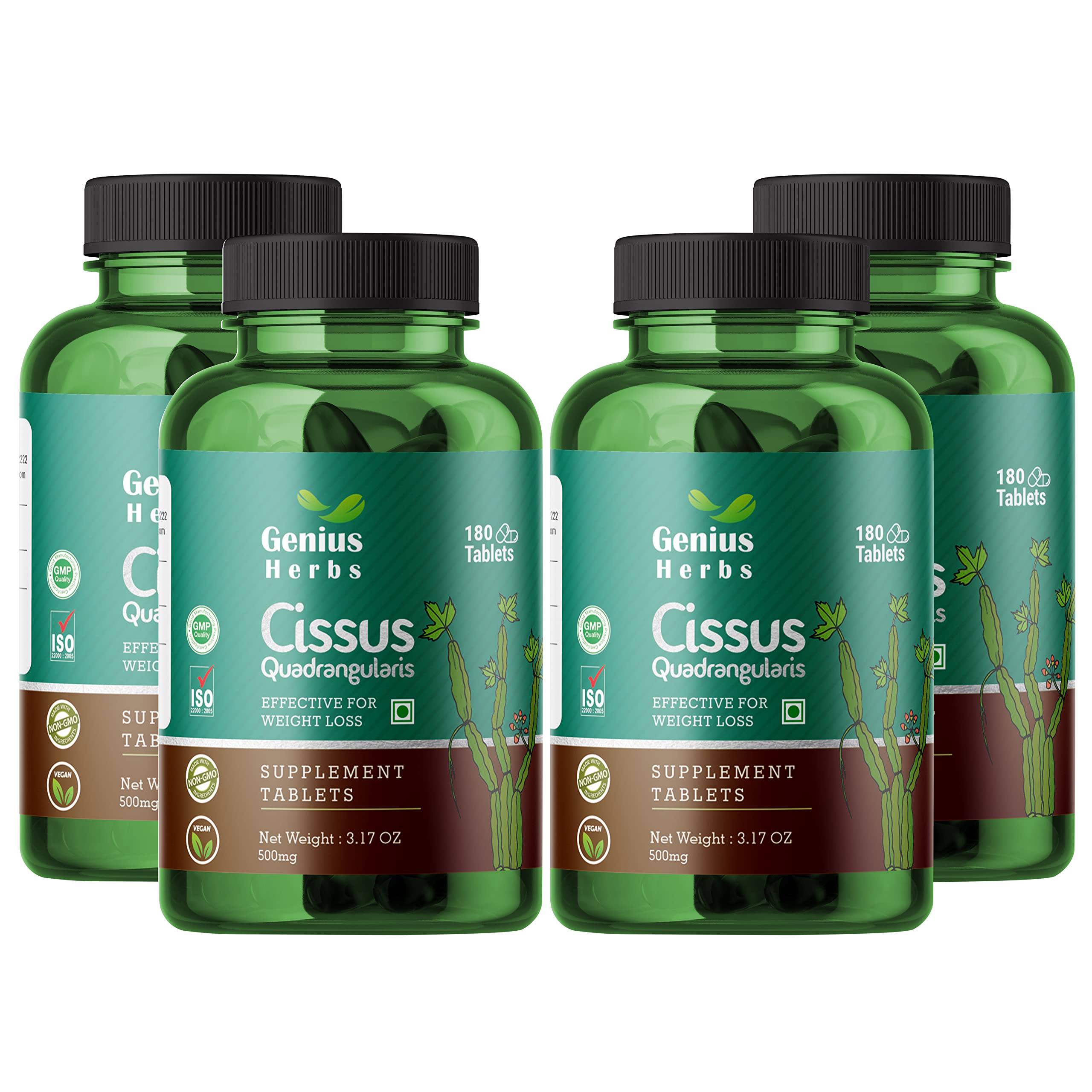 Genius Herbs Cissus Quadrangularis tablets 1000 mg Per Serving/Hadjod Supplement for weight loss and Joint Care | 500 mg of Each Pack of 4 (Total 720 Tablets) (B08NVMKP8Y) Amazon Price History, Amazon Price Tracker
