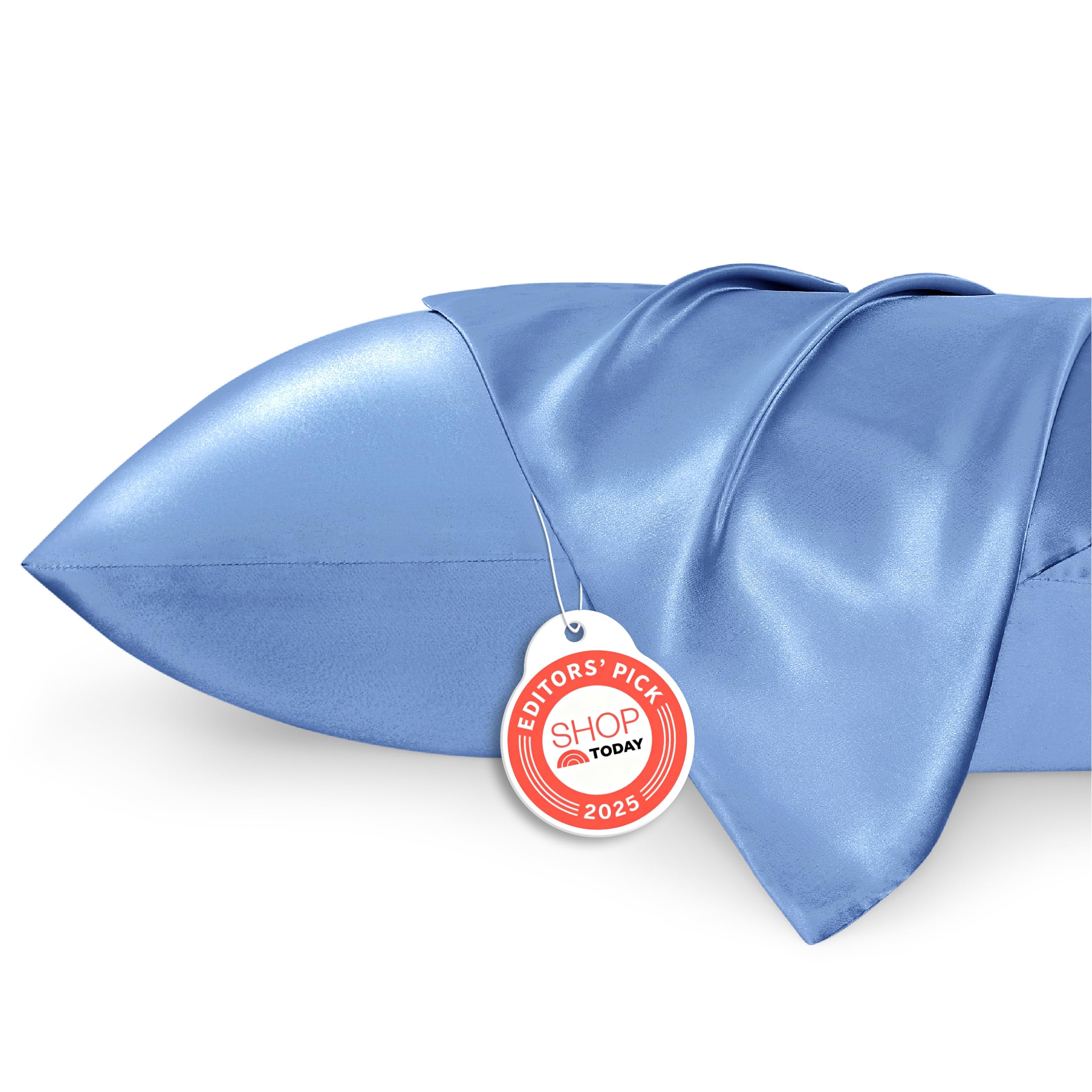 Bedsure Satin Pillowcase for Hair and Skin, 2-Pack - Queen Size (20x30 inches) Pillow Cases - Satin Pillow Covers with Envelope Closure, Airy Blue