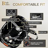 Vista 4 de Casco de seguridad de construcción con visera incorporada Casco duro ABS con visera Ventilación ajustable Casco de trabajo Protección para la cabeza