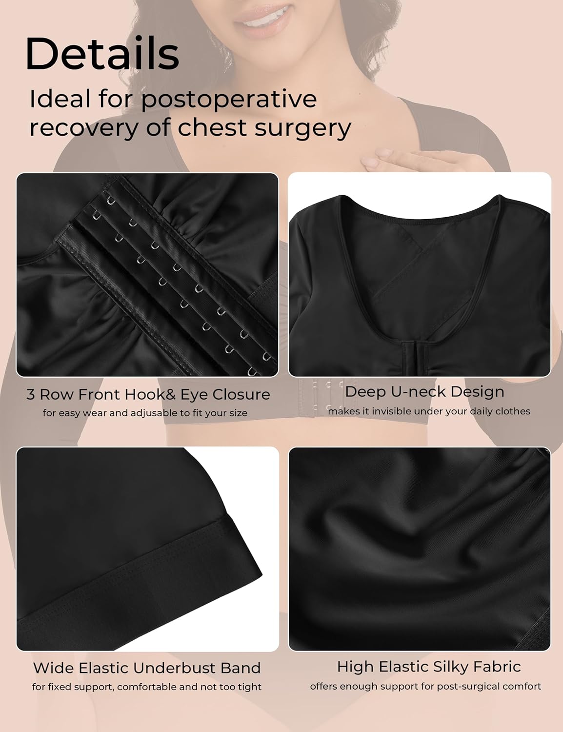 EUYZOU Arm Compression Sleeves for Women Post Surgery Front Closure Bra Slimming Arm Lipo Shapewear Top - Image 4