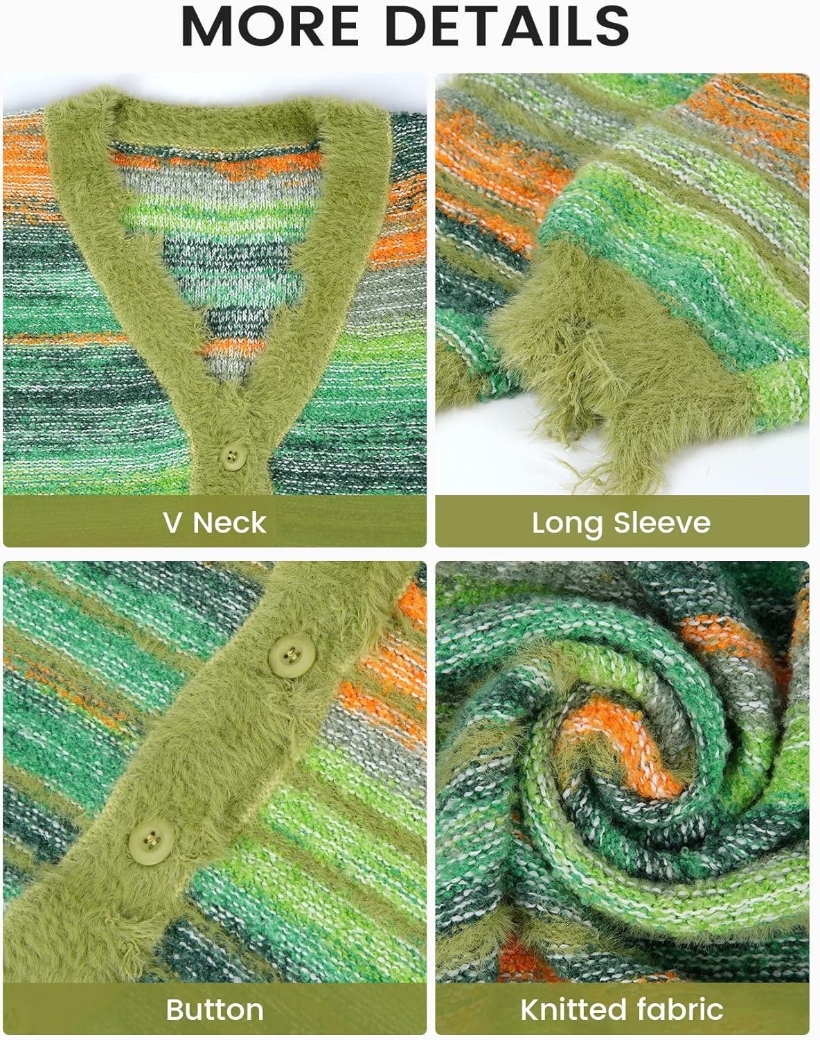 Wyeysyt Women Cardigan Sweater Oversized Open Front Casual Knit Cardigan Unisex Pinstripe Y2k Sweater - Image 6