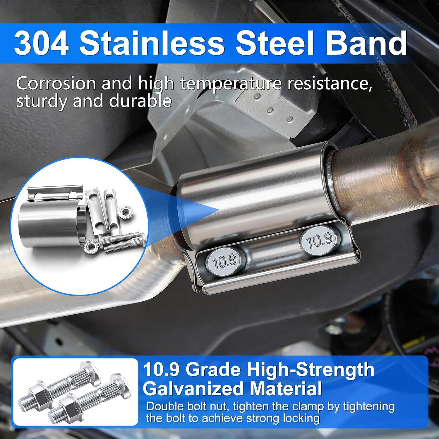 1.75" Butt Joint Band Exhaust Seal Clamp Sleeve,45mm Stainless Steel Exhaust Sleeve Band for Exhaust Pipe, Muffler,Manifolds,Coupler H-031-45