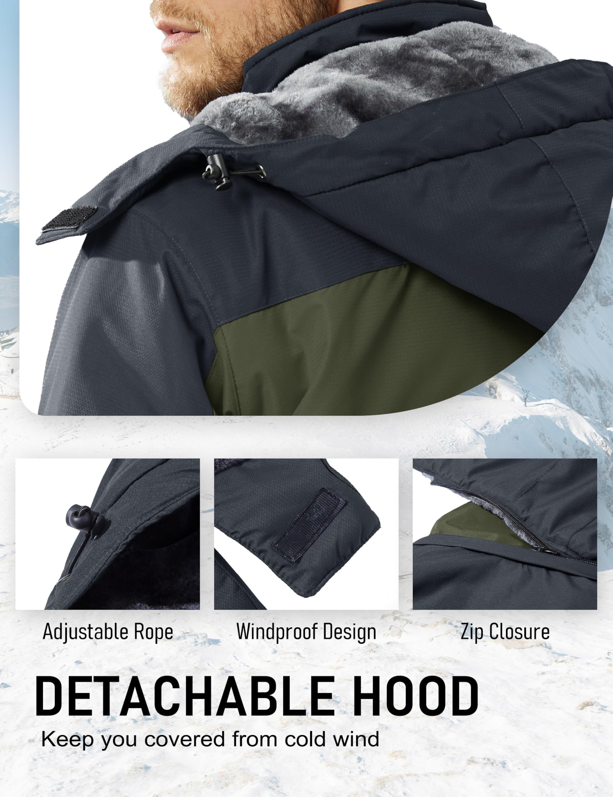 Ski Jackets Men Snow Jacket for Men Waterproof Rain Jacket Winter Jackets Winter Coats Skiing Jackets Parka 2