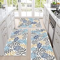 Vista 3 de Bsmathom Juego de 3 alfombras de cocina boho, juego de alfombras y tapetes de cocina estilo casa rural, antideslizantes, lavables, alfombras